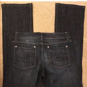 WHBM Boot Leg Denim Jeans Dark Wash Short Inseam